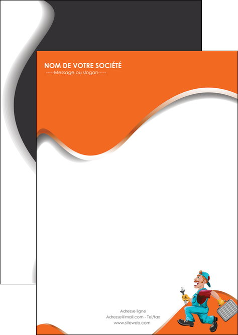 creation graphique en ligne flyers plomberie travail travailleur casquette MIDBE29584