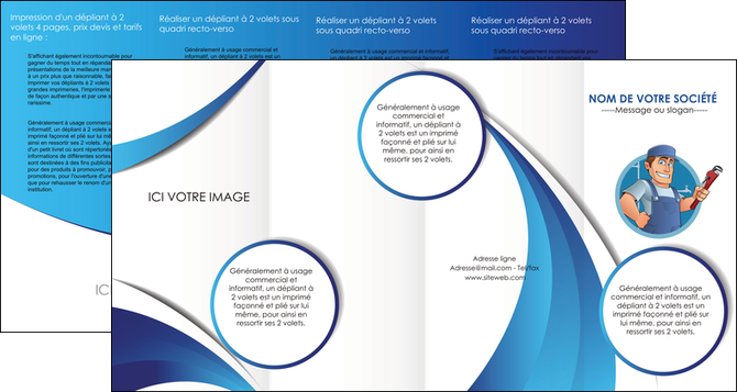 faire depliant 4 volets  8 pages  plomberie travail travailleur casquette MIDBE29900