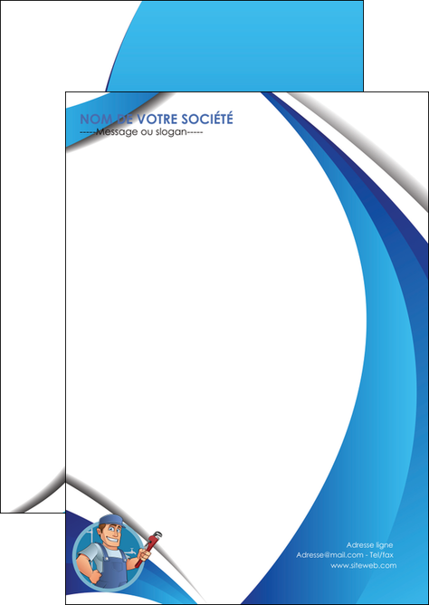 personnaliser modele de flyers plomberie travail travailleur casquette MIDBE29916