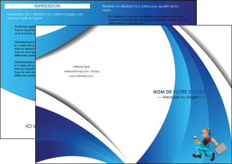 maquette en ligne a personnaliser depliant 2 volets  4 pages  plomberie travail travailleur casquette MIDBE30100