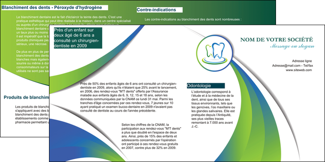 faire depliant 2 volets  4 pages  dentiste dents dentiste dentier MIDBE30488