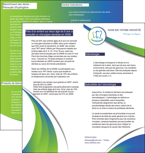 faire depliant 2 volets  4 pages  dentiste dents dentiste dentier MIDBE30676