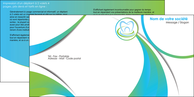 personnaliser maquette depliant 2 volets  4 pages  dentiste dents dentiste dentier MIDBE30808