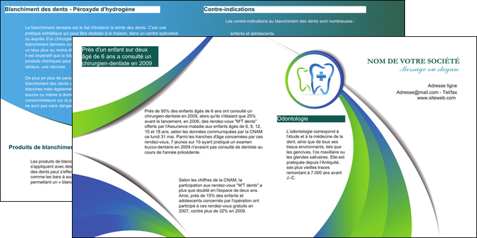 exemple depliant 2 volets  4 pages  dentiste dents dentiste dentier MIDBE30858