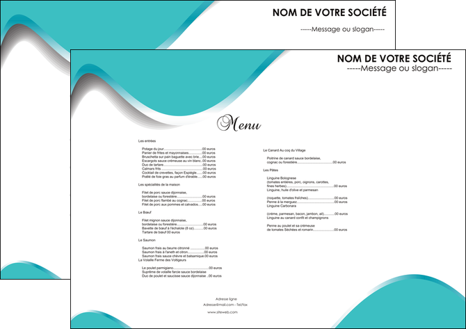 impression set de table metiers de la cuisine menu restaurant carte MLIG31146