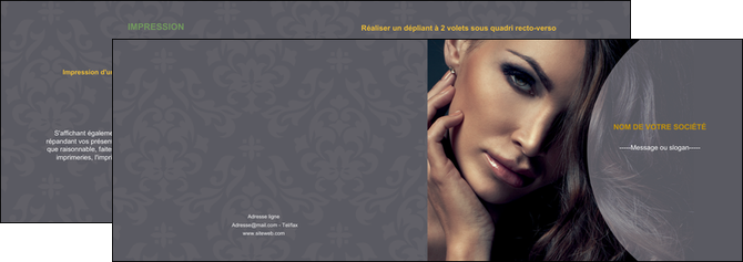 modele en ligne depliant 2 volets  4 pages  cosmetique beaute bien etre coiffure MIFCH31388
