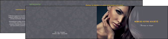 creation graphique en ligne depliant 2 volets  4 pages  cosmetique beaute bien etre coiffure MIFCH31390