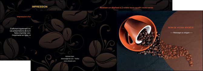 faire modele a imprimer depliant 2 volets  4 pages  bar et cafe et pub tasse a cafe cafe graines de cafe MIFCH31844