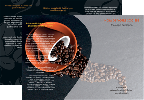 imprimer depliant 3 volets  6 pages  bar et cafe et pub cafe tasse de cafe graines de cafe MIFCH31900