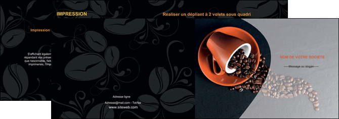 faire modele a imprimer depliant 2 volets  4 pages  bar et cafe et pub cafe tasse de cafe graines de cafe MIFCH31912