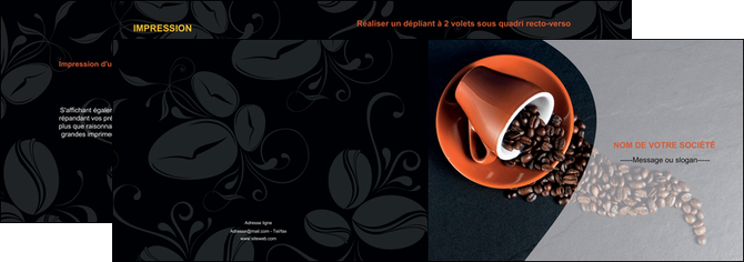 maquette en ligne a personnaliser depliant 2 volets  4 pages  bar et cafe et pub cafe tasse de cafe graines de cafe MIFCH31914