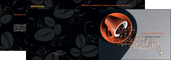 maquette en ligne a personnaliser depliant 2 volets  4 pages  bar et cafe et pub cafe tasse de cafe graines de cafe MIFCH31914