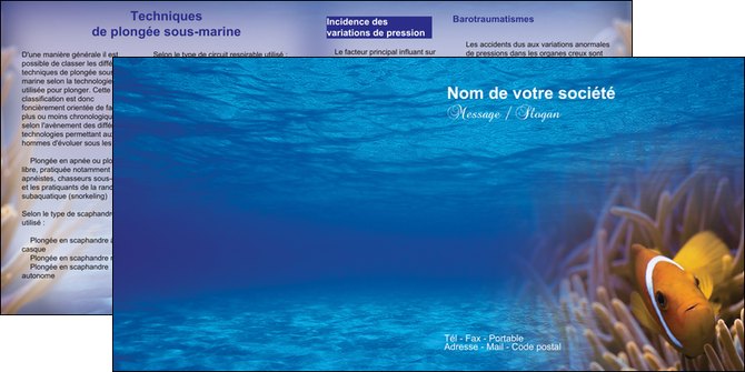 creation graphique en ligne depliant 2 volets  4 pages  paysage belle photo nemo poisson MIDBE33476