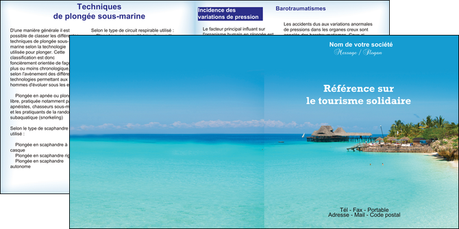 maquette en ligne a personnaliser depliant 2 volets  4 pages  paysage plage vacances tourisme MIDBE33848