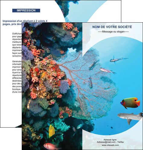 modele en ligne depliant 2 volets  4 pages  chasse et peche plongeur corail poissons MIDBE33852