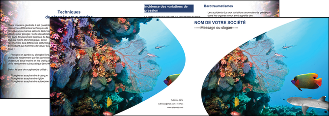modele en ligne depliant 2 volets  4 pages  chasse et peche plongeur corail poissons MIDBE33864