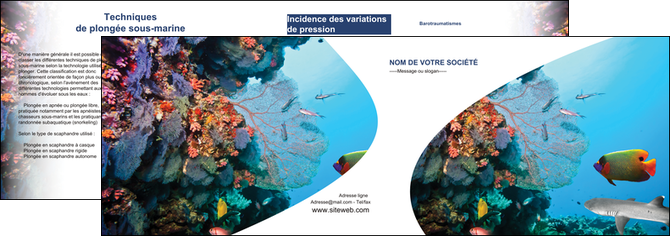 faire modele a imprimer depliant 2 volets  4 pages  chasse et peche plongeur corail poissons MIDBE33866