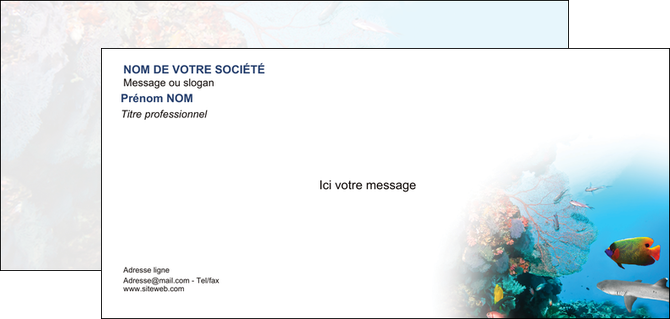 creer modele en ligne carte de correspondance chasse et peche plongeur corail poissons MIDBE33870