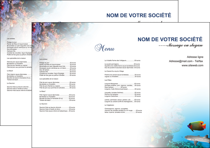 creation graphique en ligne set de table chasse et peche plongeur corail poissons MIDBE33882