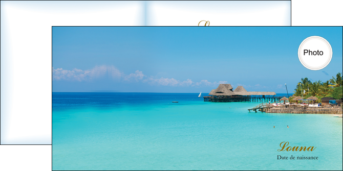 creer modele en ligne depliant 2 volets  4 pages  paysage faire part de naissance carte pour naissance plages MIDBE34350