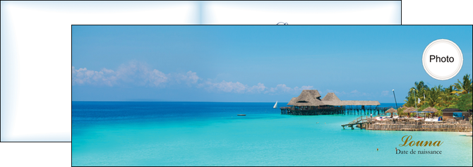 personnaliser modele de depliant 2 volets  4 pages  paysage faire part de naissance carte pour naissance plages MIDBE34358