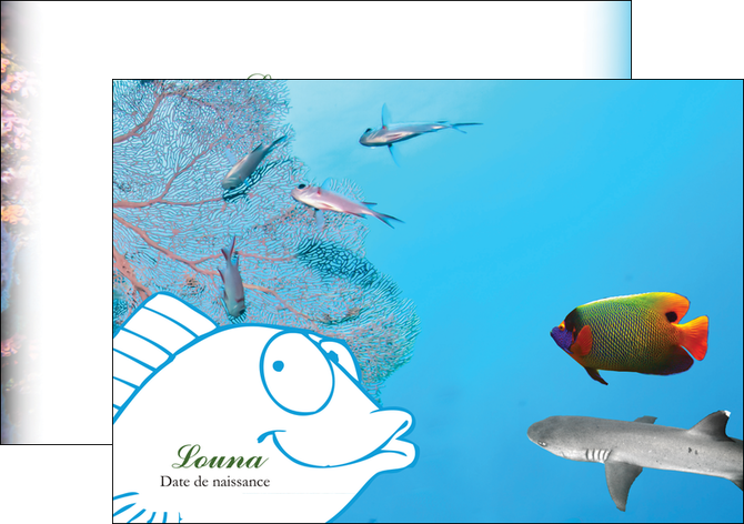 modele en ligne flyers chasse et peche plongeur corail poissons MIDBE34430
