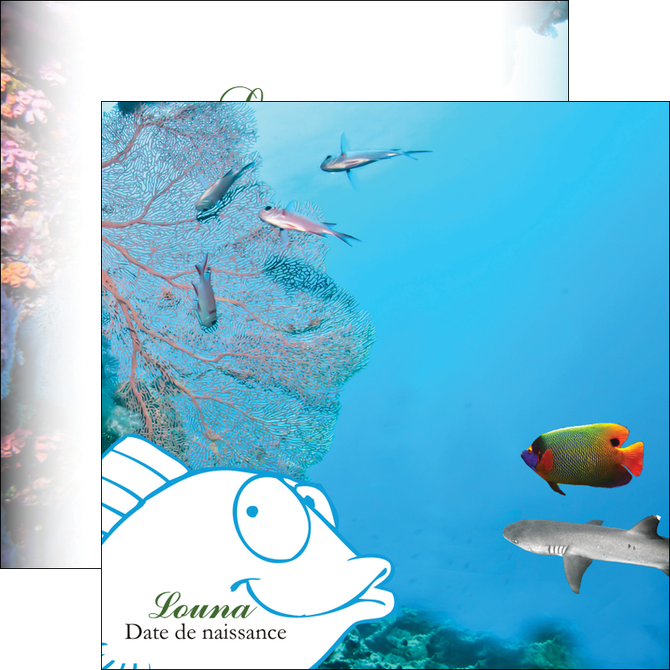 modele en ligne flyers chasse et peche plongeur corail poissons MIDBE34434