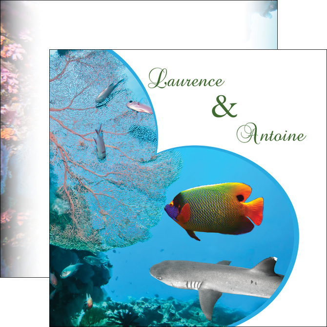 realiser flyers chasse et peche plongeur corail poissons MIDBE34440