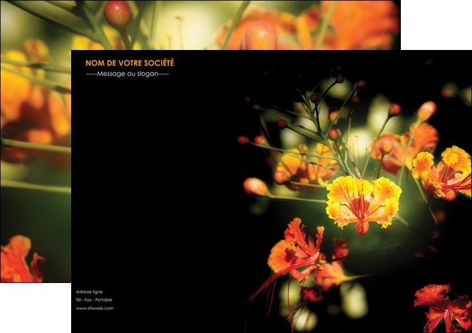 modele affiche fleuriste et jardinage fleur luxe noire MFLUOO34792