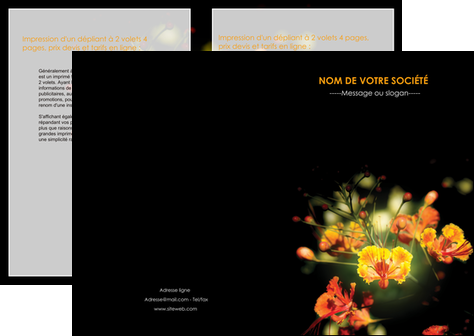 modele en ligne depliant 2 volets  4 pages  fleuriste et jardinage fleur luxe noire MFLUOO34804