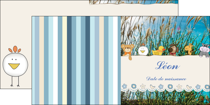 personnaliser modele de depliant 2 volets  4 pages  faire part de naissance carte de naissance carton invitation naissance MIDBE34826
