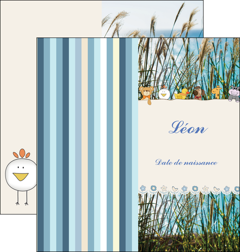 realiser depliant 2 volets  4 pages  faire part de naissance carte de naissance carton invitation naissance MIDBE34828