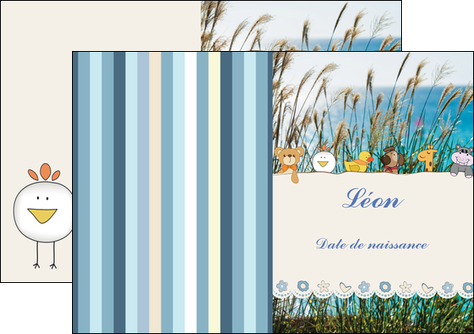 personnaliser maquette depliant 2 volets  4 pages  faire part de naissance carte de naissance carton invitation naissance MIDBE34832