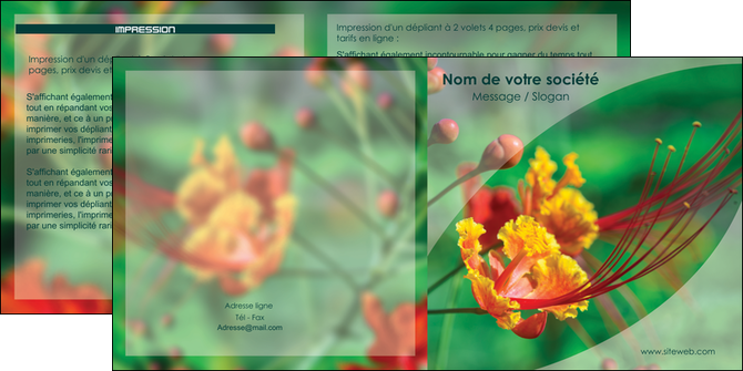 faire modele a imprimer depliant 2 volets  4 pages  fleuriste et jardinage nature colore couleurs MLGI34910
