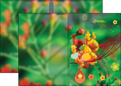 modele en ligne depliant 2 volets  4 pages  fleur naissance nature MIDBE34956