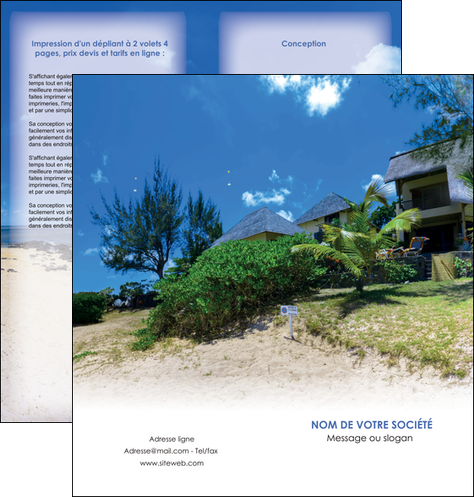creation graphique en ligne depliant 2 volets  4 pages  sejours agence immobilier ile maurice villa MIDLU35186