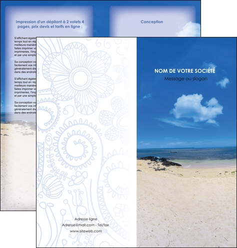 imprimer depliant 2 volets  4 pages  paysage mer vacances ile MIDBE35762