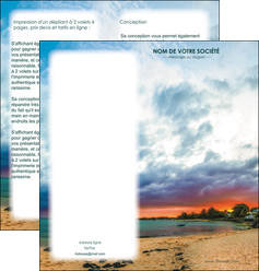 modele depliant 2 volets  4 pages  sejours plage mer vacances MIDBE35920