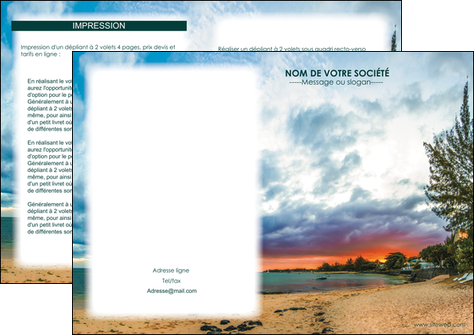 personnaliser maquette depliant 2 volets  4 pages  sejours plage mer vacances MIDBE35922
