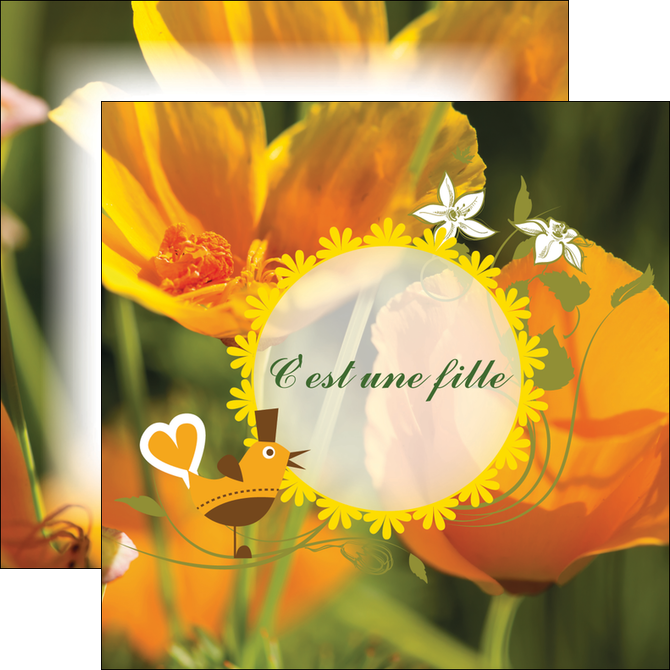 creer modele en ligne flyers fleurs faire part de naissance jaune MIDBE36018
