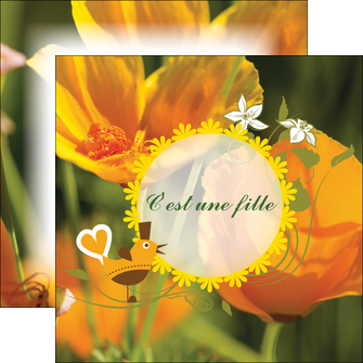 creer modele en ligne flyers fleurs faire part de naissance jaune MIDBE36018