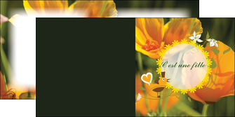 exemple depliant 2 volets  4 pages  fleurs faire part de naissance jaune MIDBE36020