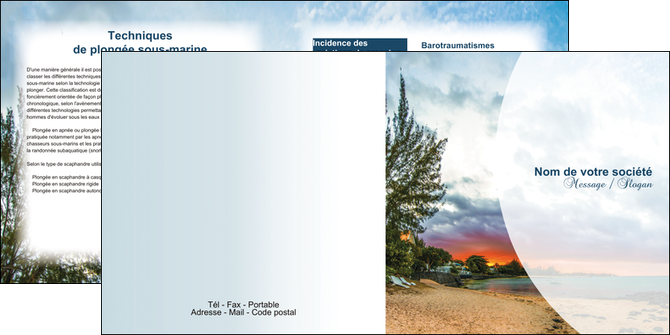 faire depliant 2 volets  4 pages  tourisme  plage mer nature MIDLU36728