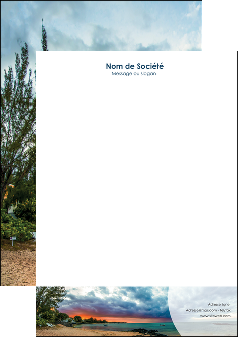 creer modele en ligne tete de lettre tourisme  plage mer nature MIDLU36730