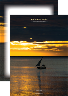 modele en ligne affiche sejours pirogue couche de soleil mer MID36904