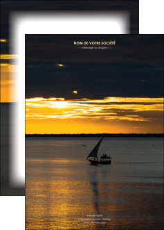 personnaliser modele de affiche sejours pirogue couche de soleil mer MID36908