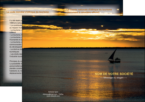 faire depliant 2 volets  4 pages  sejours pirogue couche de soleil mer MID36918