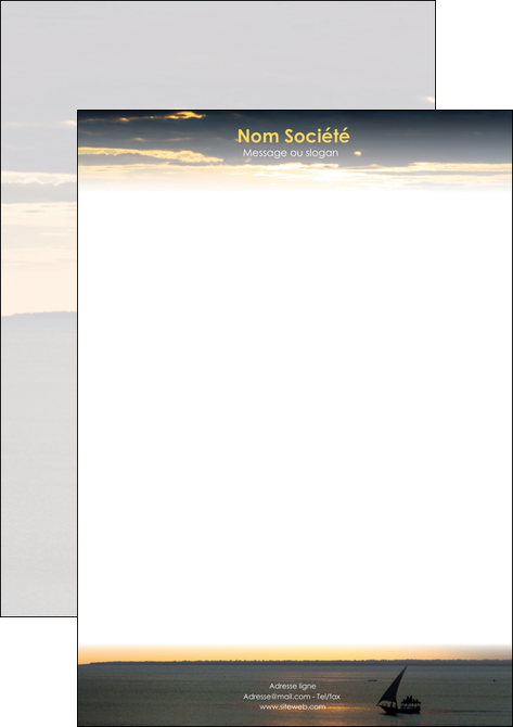 creer modele en ligne tete de lettre sejours pirogue couche de soleil mer MID36920