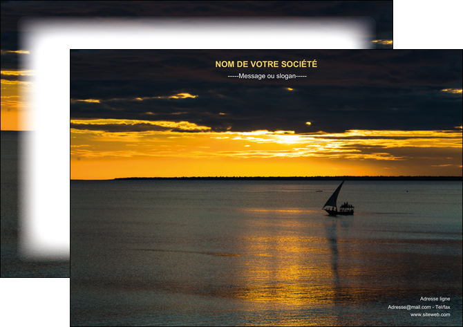 personnaliser maquette affiche sejours pirogue couche de soleil mer MID36938