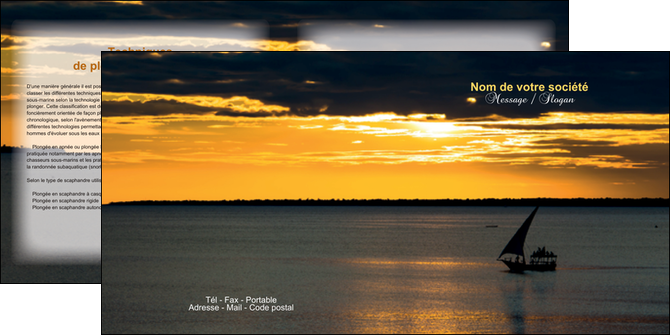 modele depliant 2 volets  4 pages  sejours pirogue couche de soleil mer MID36946